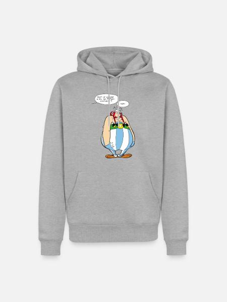 Asterix & Obelix - Obelix Sprechblasen - Männer Premium Bio Hoodie - Grau meliert