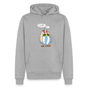 Asterix & Obelix - Obelix Sprechblasen - Männer Premium Bio Hoodie - Grau meliert - Vorne - Thijin (182cm)