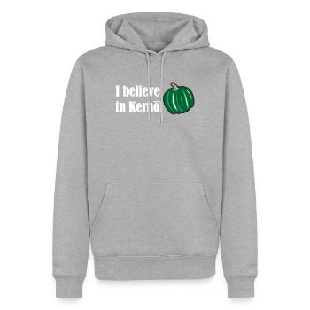 I believe in Kernöl Steiermark Österreich R - Männer Premium Bio Hoodie - Grau meliert - Vorne - Thijin (182cm)