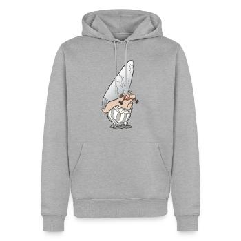 Asterix & Obelix - Obelix mit Stein - Männer Premium Bio Hoodie - Grau meliert - Vorne - Thijin (182cm)