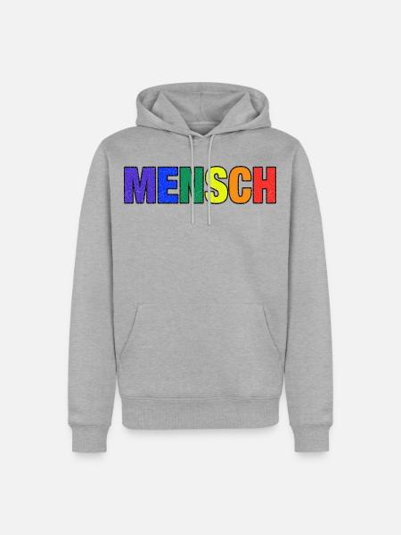 Mensch in Regenbogenfarben - Männer Premium Bio Hoodie - Grau meliert