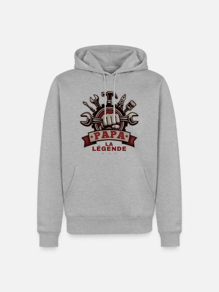 Papa, die Legende - Männer Premium Bio Hoodie - Grau meliert