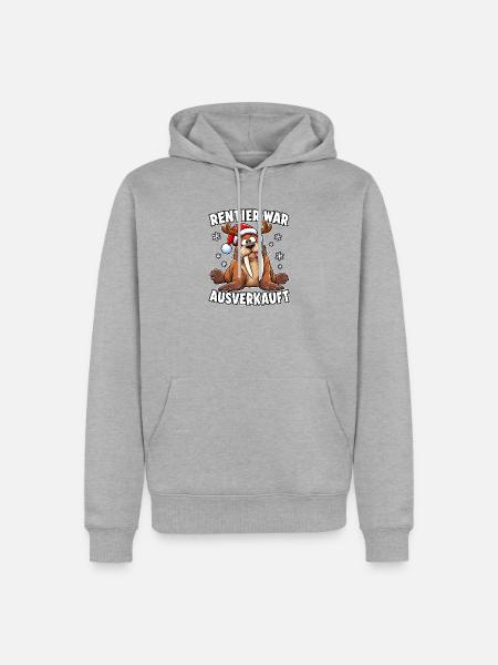 Rentier war ausverkauft Walross - Männer Premium Bio Hoodie - Grau meliert