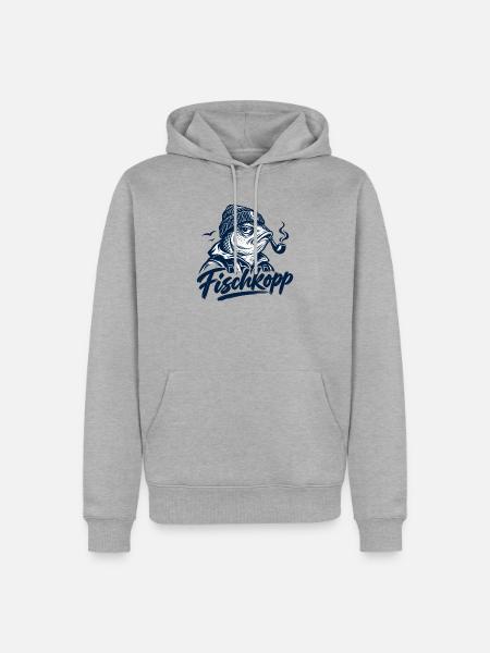 Fischkopp - Fisch - Nordsee - Ostsee - Spruch - Männer Premium Bio Hoodie - Grau meliert