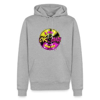 I Am OK With My Crazy – Funny Retro Statement - Männer Premium Bio Hoodie - Grau meliert - Vorne - Thijin (182cm)