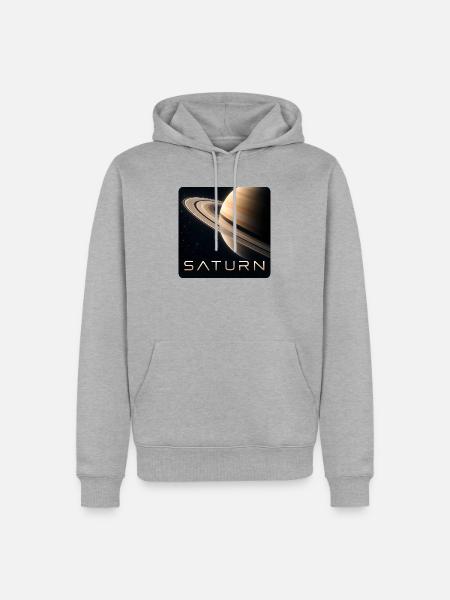 Saturn 30cm - Männer Premium Bio Hoodie - Grau meliert