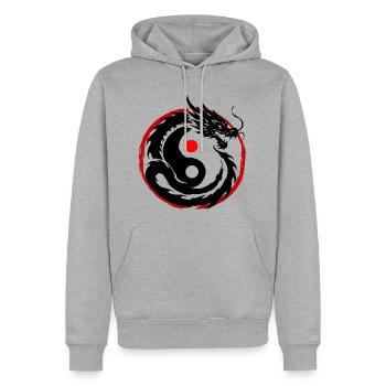 Tintenpinsel Chinesischer Drache Yin Yang - Männer Premium Bio Hoodie - Grau meliert - Vorne - Thijin (182cm)
