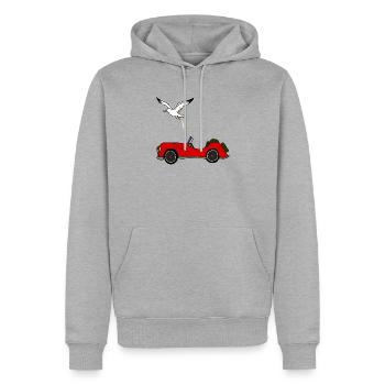 Möwe macht auf Auto, versauen, Notdurft - Männer Premium Bio Hoodie - Grau meliert - Vorne - Thijin (182cm)