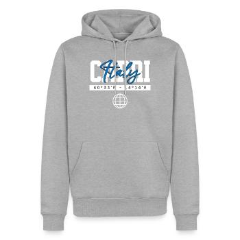 Capri Italien Koordinaten Reise Souvenir - Männer Premium Bio Hoodie - Grau meliert - Vorne - Thijin (182cm)