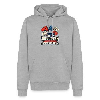 Bouldern – Mein Kopf sucht den Griff - Männer Premium Bio Hoodie - Grau meliert - Vorne - Thijin (182cm)