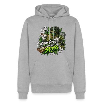 Mach Ma kein Stress - Männer Premium Bio Hoodie - Grau meliert - Vorne - Thijin (182cm)