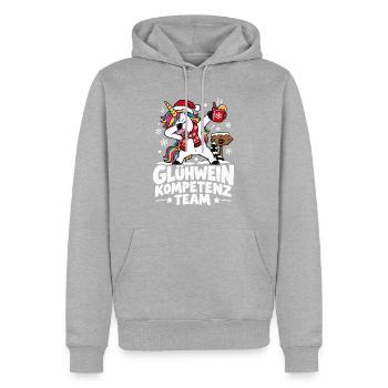 Glühwein Kompetenz Team Einhorn - Männer Premium Bio Hoodie - Grau meliert - Vorne - Thijin (182cm)