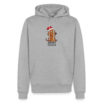 Frohe Krise – Weihnachtsdackel und Humor - Männer Premium Bio Hoodie - Grau meliert - Vorne - Thijin (182cm)