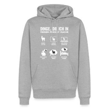 Lustiges Alpaka & Lama Motiv Geschenk - Männer Premium Bio Hoodie - Grau meliert - Vorne - Thijin (182cm)