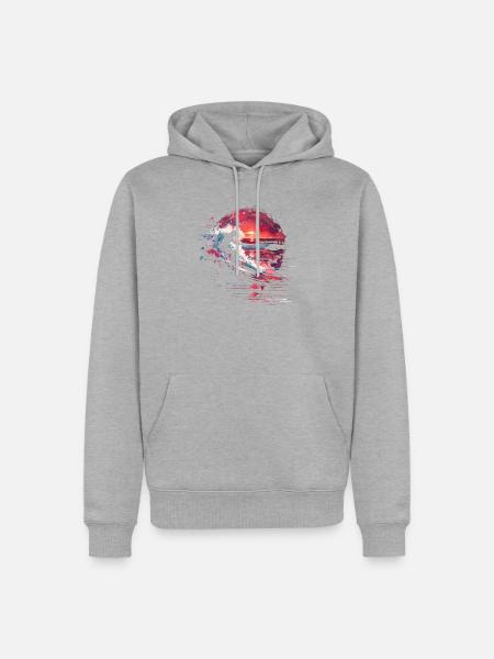 Surfing Steamwave - Männer Premium Bio Hoodie - Grau meliert