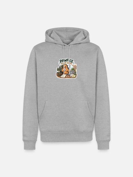 Pawfice Homeoffice Hund-Design - Männer Premium Bio Hoodie - Grau meliert