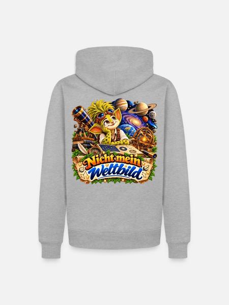 Wenuma Nicht mein Weltbild - Männer Premium Bio Hoodie - Grau meliert