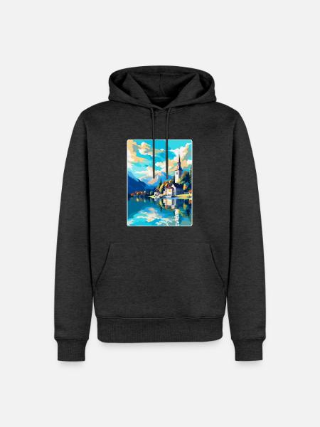 St Wolfgang Austria Vintage Travel Poster Souvenir - Men’s Premium Organic Hoodie - heather anthracite