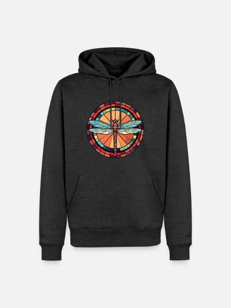 Libelle Bunte Aquarell-Tierillustration - Männer Premium Bio Hoodie - Anthrazit meliert