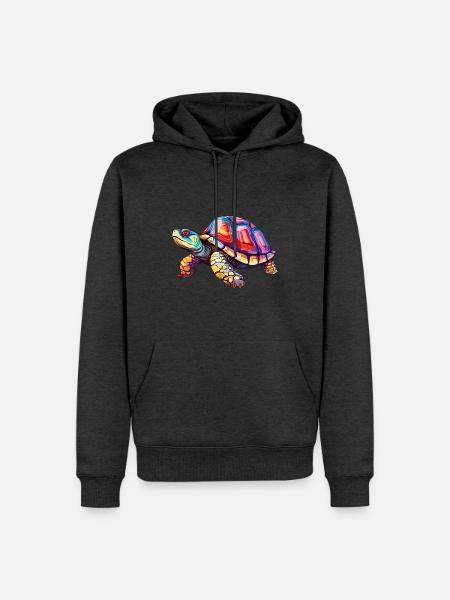 Schildkröte buntes Aquarell Cartoon Kawaii Tier - Männer Premium Bio Hoodie - Anthrazit meliert