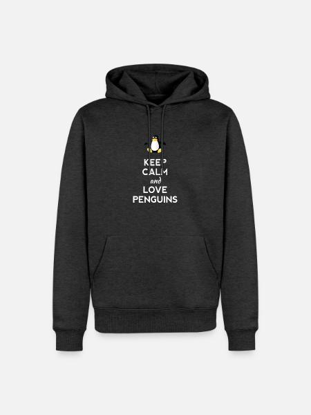 keep calm love Pinguine Linux nerd computer cpu lo - Männer Premium Bio Hoodie - Anthrazit meliert