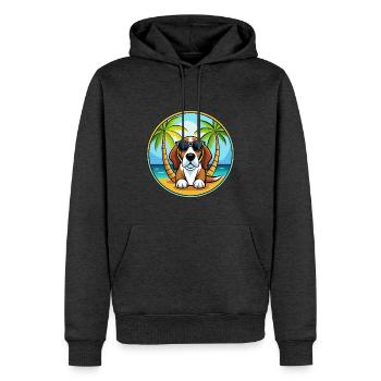 Basset Artesien Normand Hunderasse Cartoon Beach - Männer Premium Bio Hoodie - Anthrazit meliert - Vorne - Thijin (182cm)