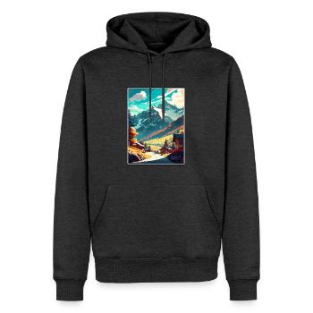Mayrhofen Autriche Vintage voyage affiche Souvenir - Sweat à capuche Premium bio Homme - anthracite chiné - Devant - Thijin (182cm)