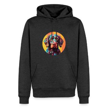 Pudelpointer Hunderasse Aquarell Illustration - Männer Premium Bio Hoodie - Anthrazit meliert - Vorne - Thijin (182cm)