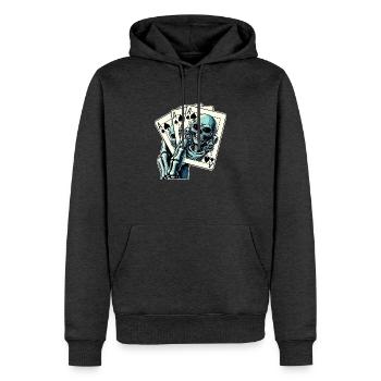 Jeu de cartes Alien - Sweat à capuche Premium bio Homme - anthracite chiné - Devant - Thijin (182cm)