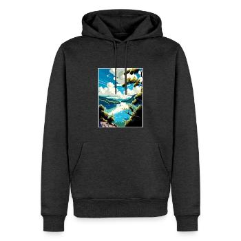 Donau Fluss Europa Vintage Reiseplakat Souvenir - Männer Premium Bio Hoodie - Anthrazit meliert - Vorne - Thijin (182cm)
