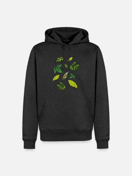Zimmerpflanzen Pflanzen Blätter - Männer Premium Bio Hoodie - Anthrazit meliert