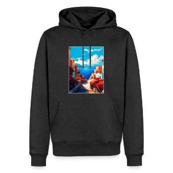 Crète Grèce Affiche de voyage vintage WPA Souvenir - Sweat à capuche Premium bio Homme - anthracite chiné - Devant - Thijin (182cm)