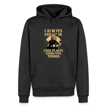 Biker Spruch Cool Places - Männer Premium Bio Hoodie - Anthrazit meliert - Vorne - Thijin (182cm)