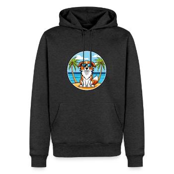 Nederlandse Kooikerhondje Hunderasse Cartoon Strand - Männer Premium Bio Hoodie - Anthrazit meliert - Vorne - Thijin (182cm)