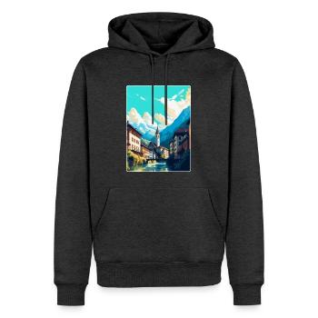 Chur Schweiz Vintage Reiseplakat Souvenir - Männer Premium Bio Hoodie - Anthrazit meliert - Vorne - Thijin (182cm)