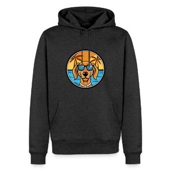 Jugoslawischer Windhund Hunderasse Cartoon Sonnenbrille Strand - Männer Premium Bio Hoodie - Anthrazit meliert - Vorne - Thijin (182cm)