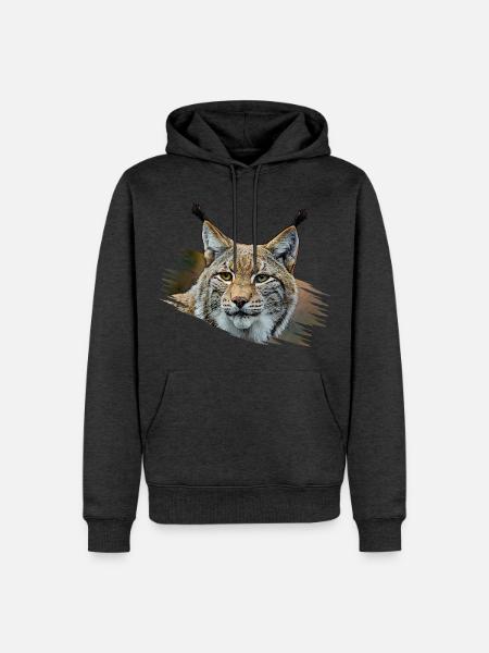 Luchs - Männer Premium Bio Hoodie - Anthrazit meliert
