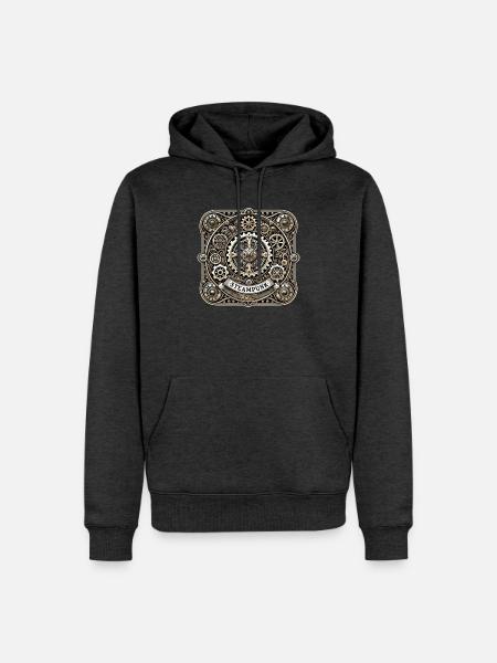 Steampunk Logo - Männer Premium Bio Hoodie - Anthrazit meliert