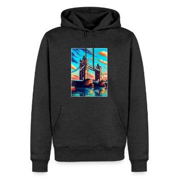 Tower Bridge England Uk Vintage Reiseposter WPA - Männer Premium Bio Hoodie - Anthrazit meliert - Vorne - Thijin (182cm)
