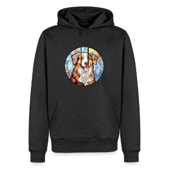Englischer Schäferhund Rasse Buntglas Bunt - Männer Premium Bio Hoodie - Anthrazit meliert - Vorne - Thijin (182cm)