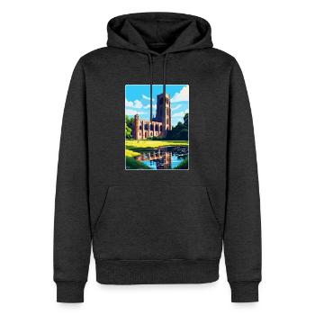 Fountains Abbey North Yorkshire Reiseposter WPA - Männer Premium Bio Hoodie - Anthrazit meliert - Vorne - Thijin (182cm)