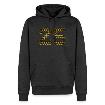 25. 25 ANS. 25e ANNIVERSAIRE. ANNIVERSAIRE 25 ANS. - Sweat à capuche Premium bio Homme - anthracite chiné - Devant - Thijin (182cm)