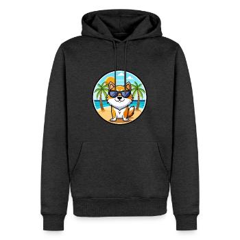 Hokkaido Hunderasse Cartoon Sonnenbrille Strand - Männer Premium Bio Hoodie - Anthrazit meliert - Vorne - Thijin (182cm)