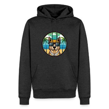 Cao De Castro Laboreiro Hunderasse Cartoon Strand - Männer Premium Bio Hoodie - Anthrazit meliert - Vorne - Thijin (182cm)