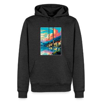 Lac de Côme Italie Affiche de voyage vintage Souvenir WPA - Sweat à capuche Premium bio Homme - anthracite chiné - Devant - Thijin (182cm)