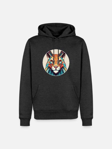 Luchs Buntes Cartoon-Kawaii-Tier - Männer Premium Bio Hoodie - Anthrazit meliert