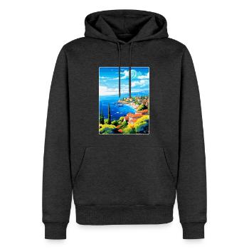 Côte d Azur Frankreich Vintage Reiseplakat Souvenir - Männer Premium Bio Hoodie - Anthrazit meliert - Vorne - Thijin (182cm)