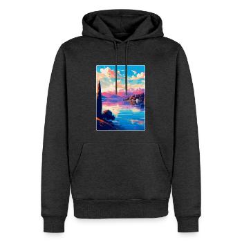 Lago Maggiore Schweiz Vintage Reiseplakat - Männer Premium Bio Hoodie - Anthrazit meliert - Vorne - Thijin (182cm)