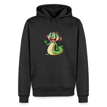 Schlange Lustige Zeichentrickfigur Kopfhörer Musik - Männer Premium Bio Hoodie - Anthrazit meliert - Vorne - Thijin (182cm)