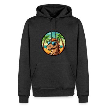 Cheval Drôle Dessin Animé Plage D’été Lunettes De Soleil Cool - Sweat à capuche Premium bio Homme - anthracite chiné - Devant - Thijin (182cm)